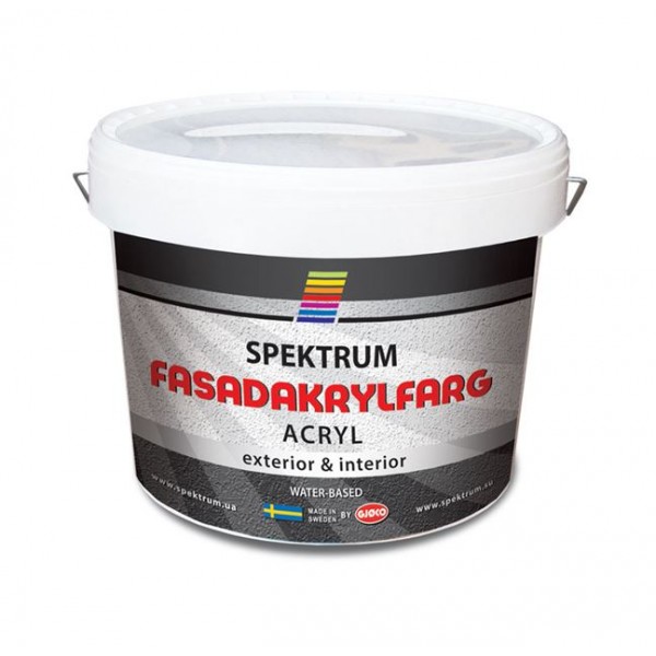 Наружная краска для работ по бетону Spektrum Fasadakrylfarg (9 л)
